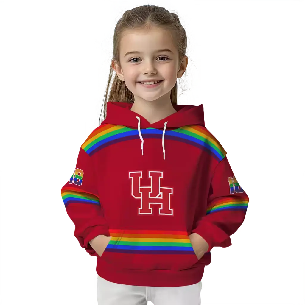 custom houston cougars rainbow stripes red hoodie top rated custom houston cougars rainbow stripes red hoodie top rated