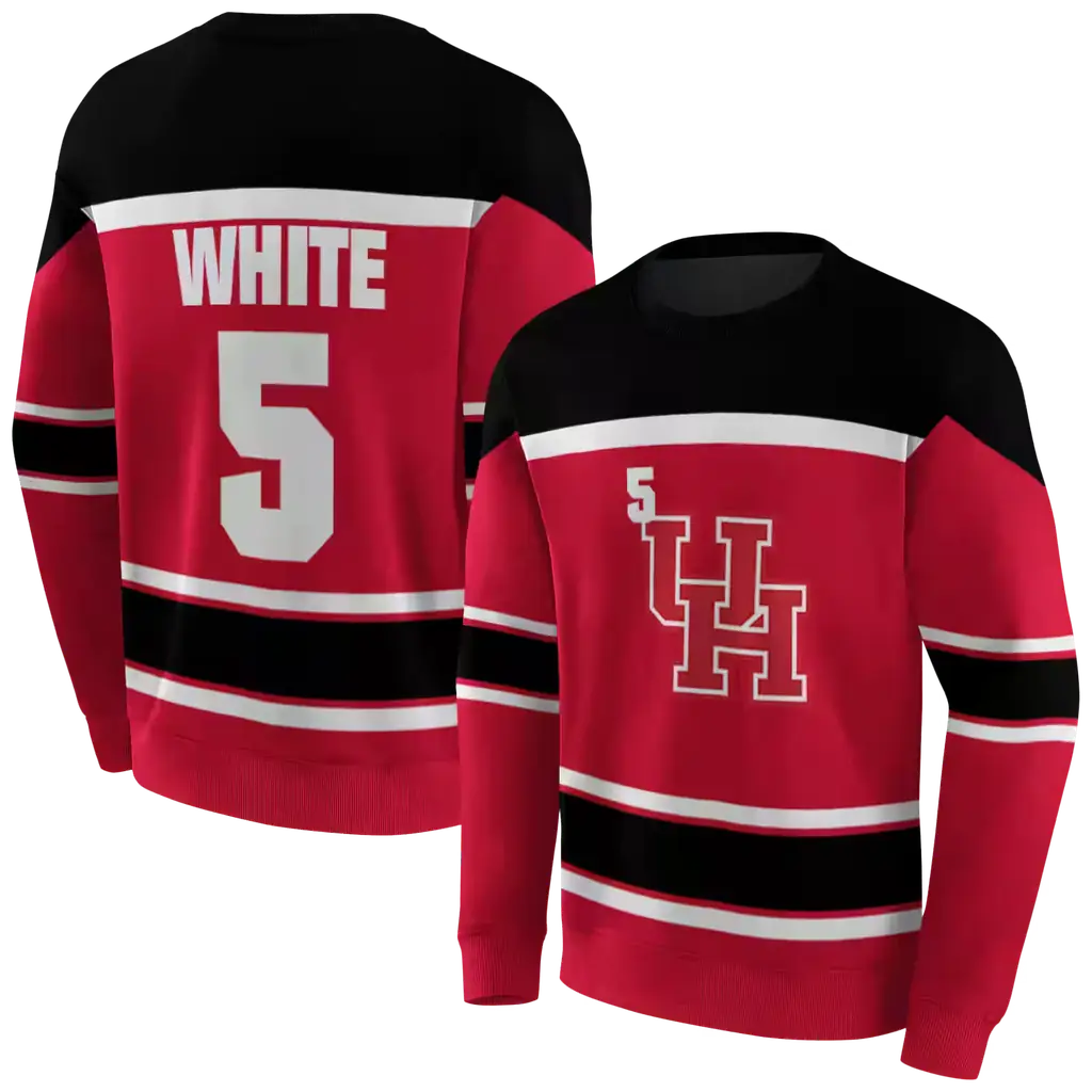 custom houston cougars striped pattern red hoodie premium grade custom houston cougars striped pattern red hoodie premium grade