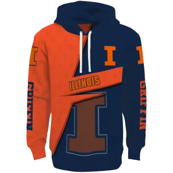 custom illinois fighting illini abstract shape blue hoodie best selling