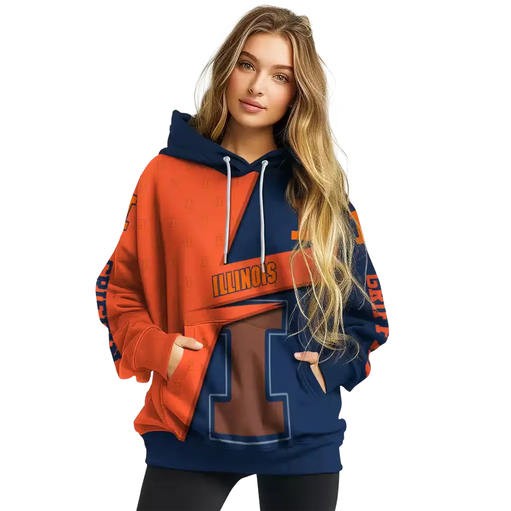 custom illinois fighting illini abstract shape blue hoodie high quality custom illinois fighting illini abstract shape blue hoodie high quality
