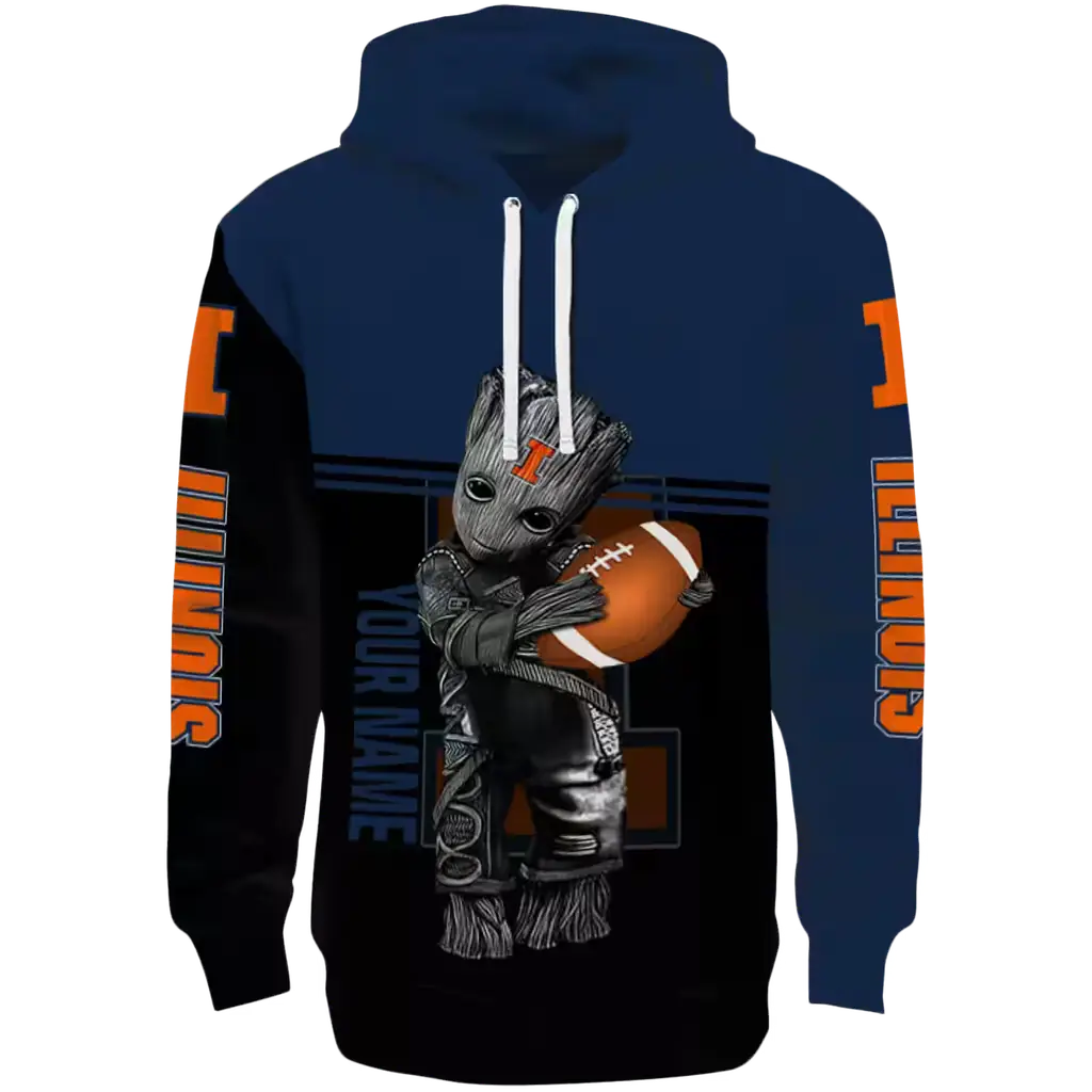 custom illinois fighting illini baby groot blue black hoodie best selling custom illinois fighting illini baby groot blue black hoodie best selling