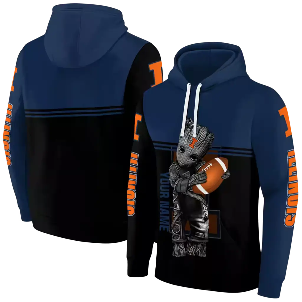 custom illinois fighting illini baby groot blue black hoodie fashion forward custom illinois fighting illini baby groot blue black hoodie fashion forward