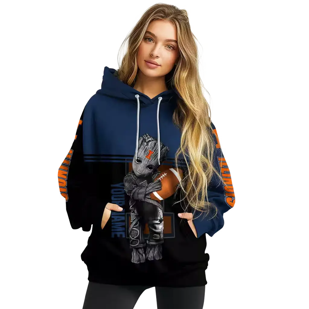 custom illinois fighting illini baby groot blue black hoodie high quality custom illinois fighting illini baby groot blue black hoodie high quality
