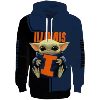 custom illinois fighting illini baby yoda blue black hoodie best selling