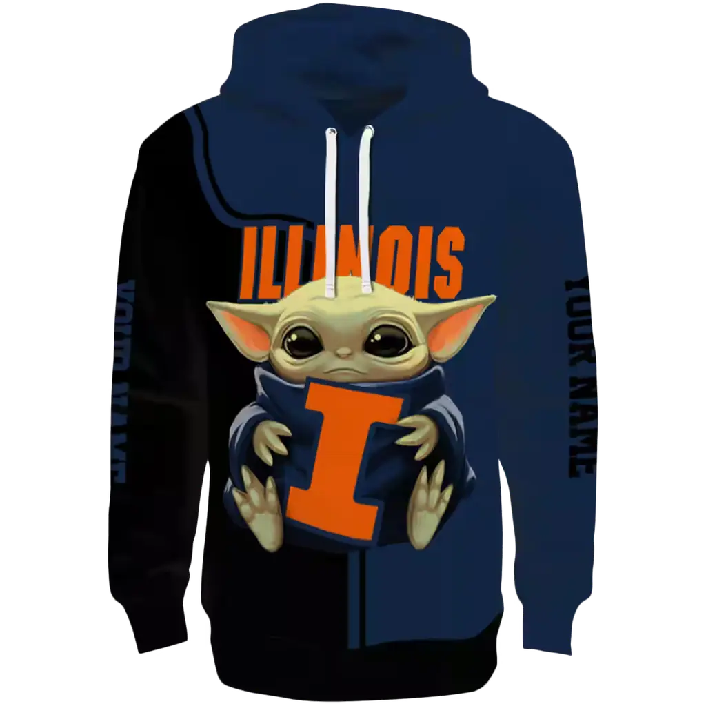 custom illinois fighting illini baby yoda blue black hoodie best selling custom illinois fighting illini baby yoda blue black hoodie best selling