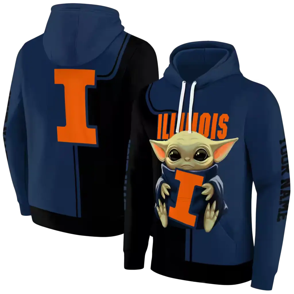 custom illinois fighting illini baby yoda blue black hoodie fashion forward custom illinois fighting illini baby yoda blue black hoodie fashion forward