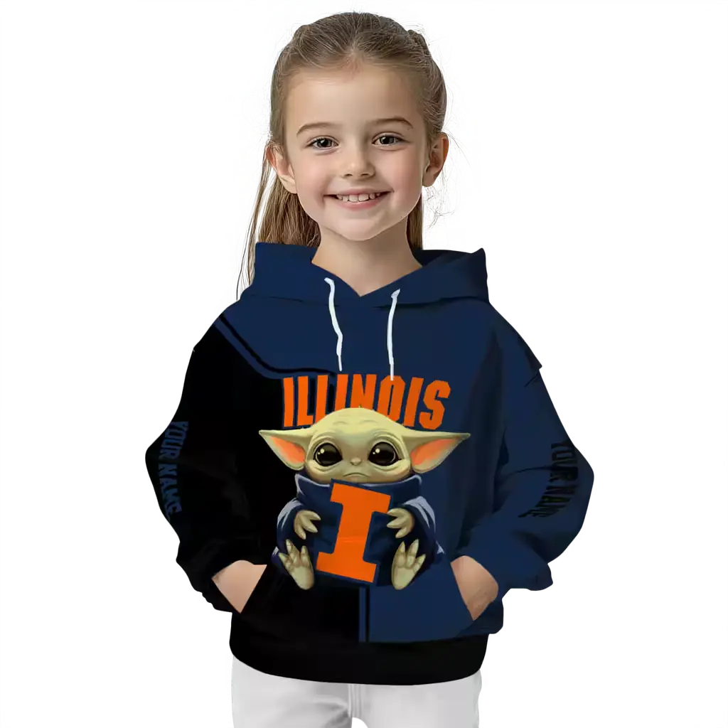 custom illinois fighting illini baby yoda blue black hoodie top rated custom illinois fighting illini baby yoda blue black hoodie top rated