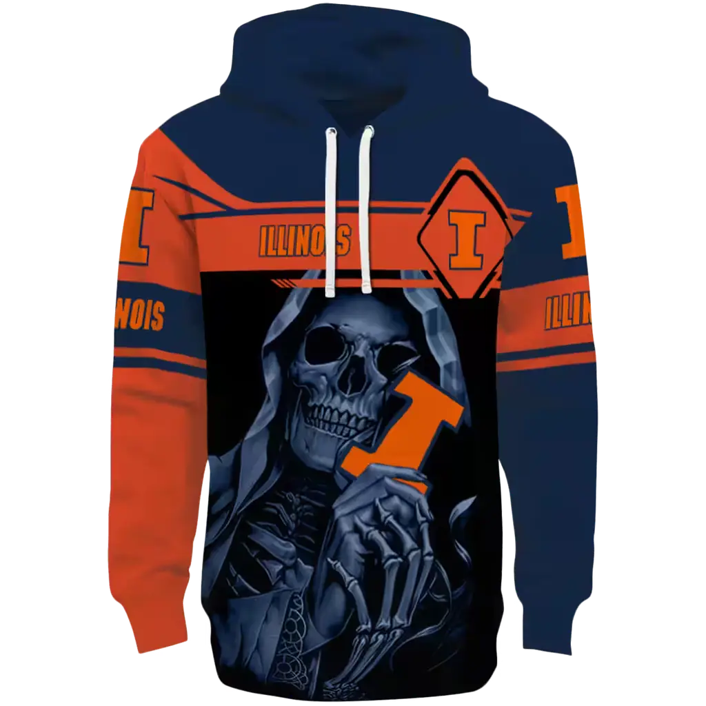 custom illinois fighting illini grim reaper blue black hoodie best selling custom illinois fighting illini grim reaper blue black hoodie best selling