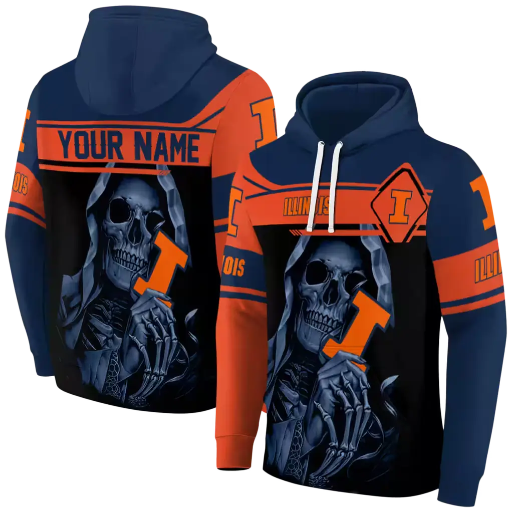 custom illinois fighting illini grim reaper blue black hoodie fashion forward custom illinois fighting illini grim reaper blue black hoodie fashion forward