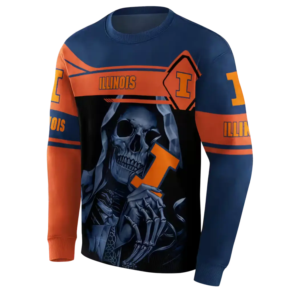 custom illinois fighting illini grim reaper blue black hoodie new arrival custom illinois fighting illini grim reaper blue black hoodie new arrival