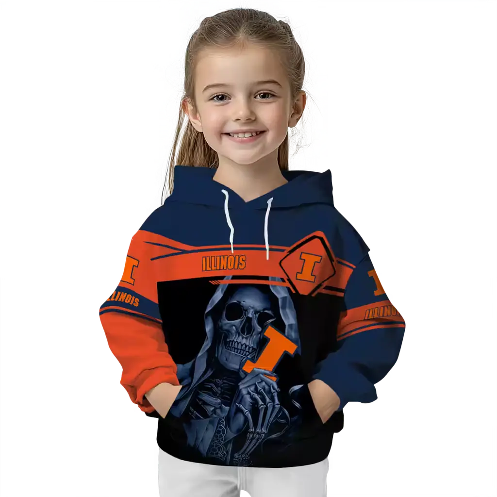 custom illinois fighting illini grim reaper blue black hoodie top rated custom illinois fighting illini grim reaper blue black hoodie top rated