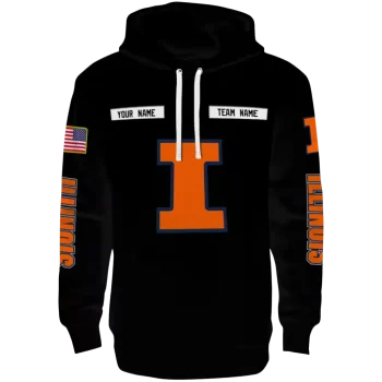 custom illinois fighting illini punisher skull black hoodie best selling