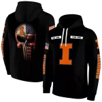 custom illinois fighting illini punisher skull black hoodie best selling