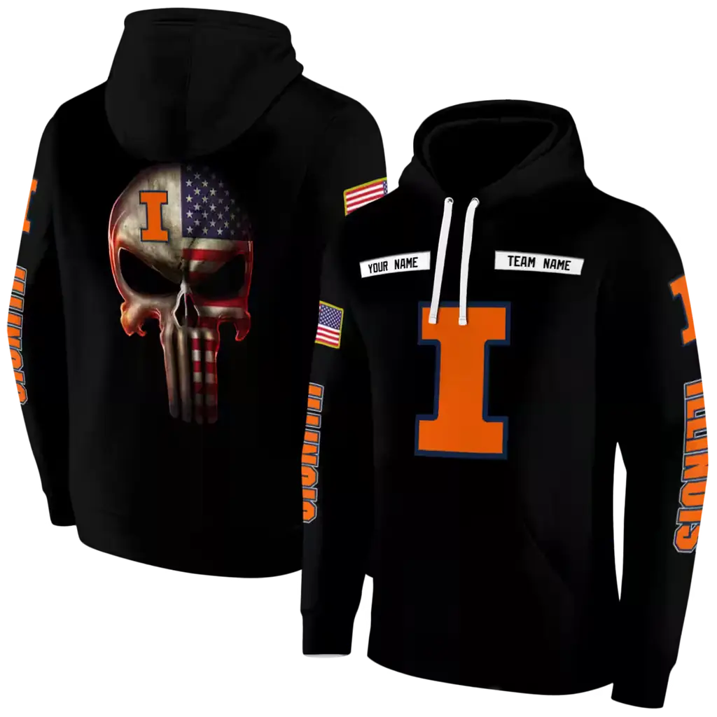custom illinois fighting illini punisher skull black hoodie fashion forward custom illinois fighting illini punisher skull black hoodie fashion forward