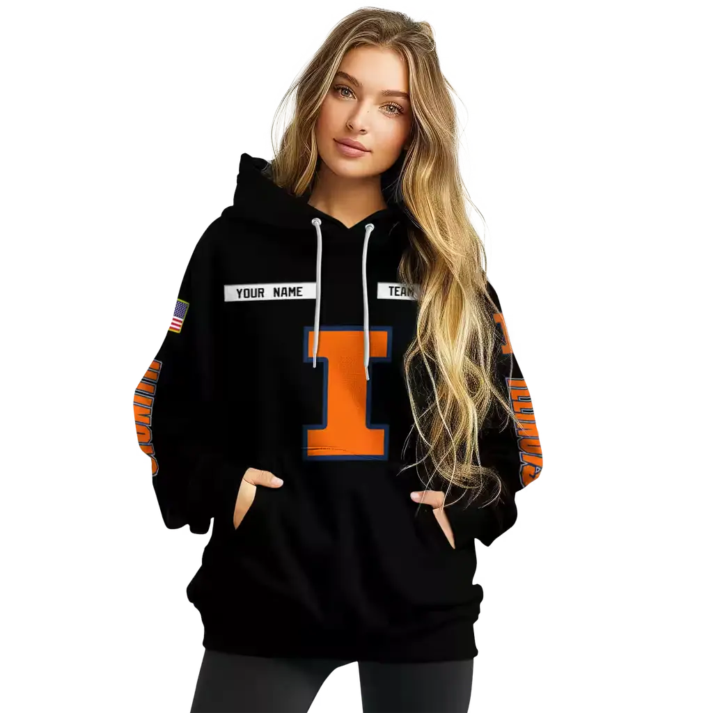 custom illinois fighting illini punisher skull black hoodie high quality custom illinois fighting illini punisher skull black hoodie high quality