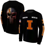 custom illinois fighting illini punisher skull black hoodie best selling