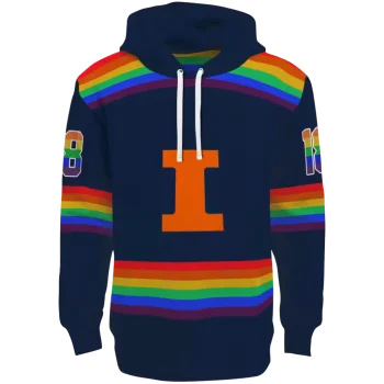 custom illinois fighting illini rainbow stripes blue hoodie best selling