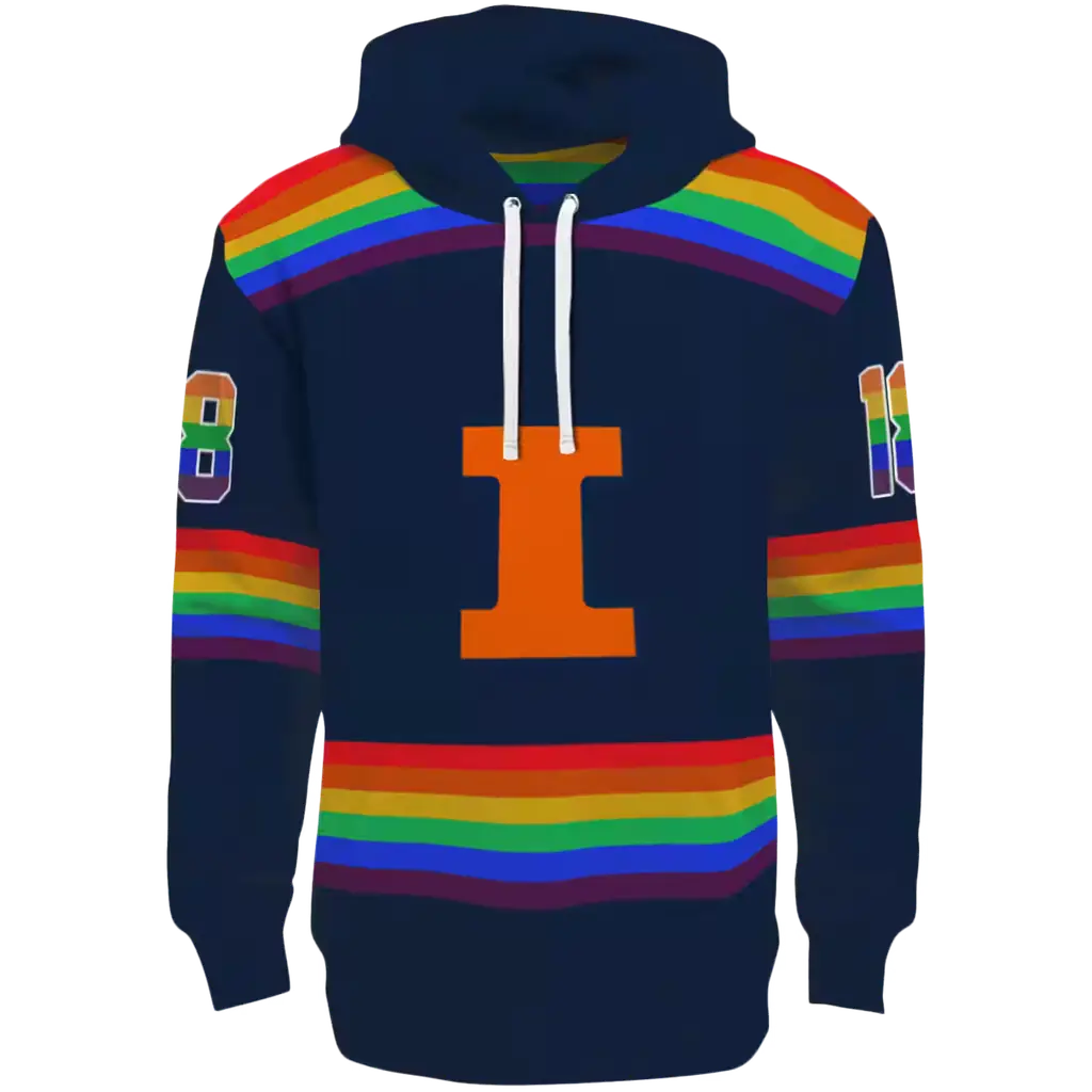 custom illinois fighting illini rainbow stripes blue hoodie best selling custom illinois fighting illini rainbow stripes blue hoodie best selling