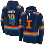 custom illinois fighting illini rainbow stripes blue hoodie best selling
