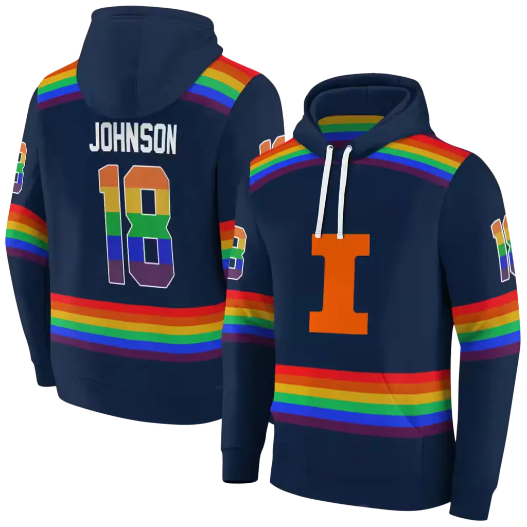 custom illinois fighting illini rainbow stripes blue hoodie fashion forward custom illinois fighting illini rainbow stripes blue hoodie fashion forward