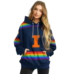 custom illinois fighting illini rainbow stripes blue hoodie best selling