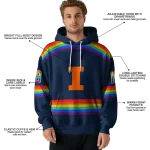 custom illinois fighting illini rainbow stripes blue hoodie best selling