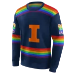 custom illinois fighting illini rainbow stripes blue hoodie best selling