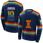 custom illinois fighting illini rainbow stripes blue hoodie best selling