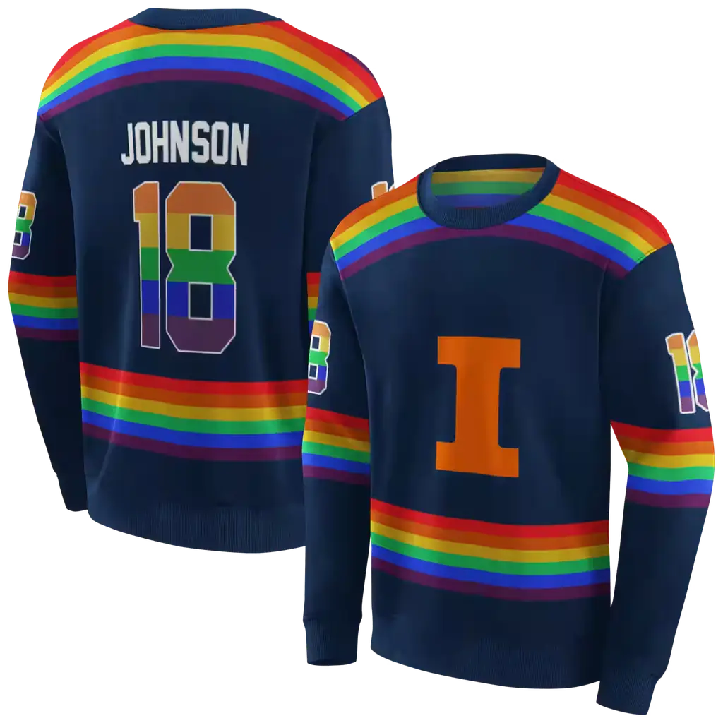 custom illinois fighting illini rainbow stripes blue hoodie premium grade custom illinois fighting illini rainbow stripes blue hoodie premium grade