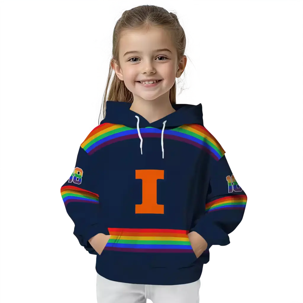 custom illinois fighting illini rainbow stripes blue hoodie top rated custom illinois fighting illini rainbow stripes blue hoodie top rated
