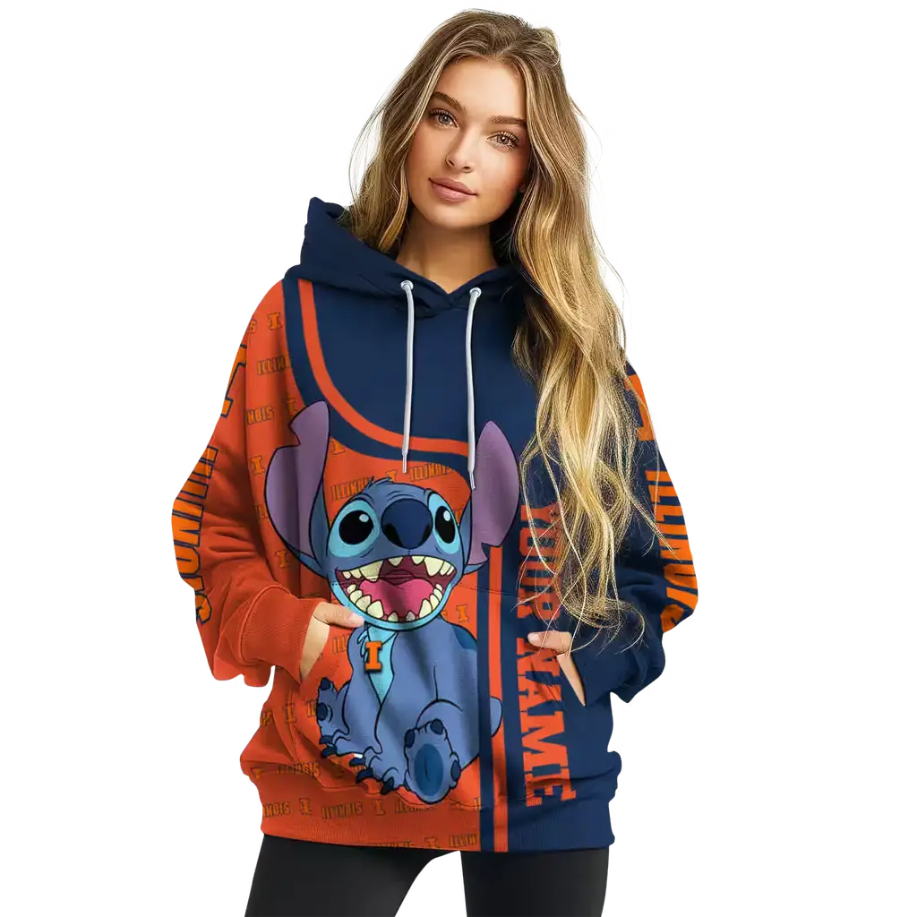 custom illinois fighting illini stitch blue hoodie high quality custom illinois fighting illini stitch blue hoodie high quality