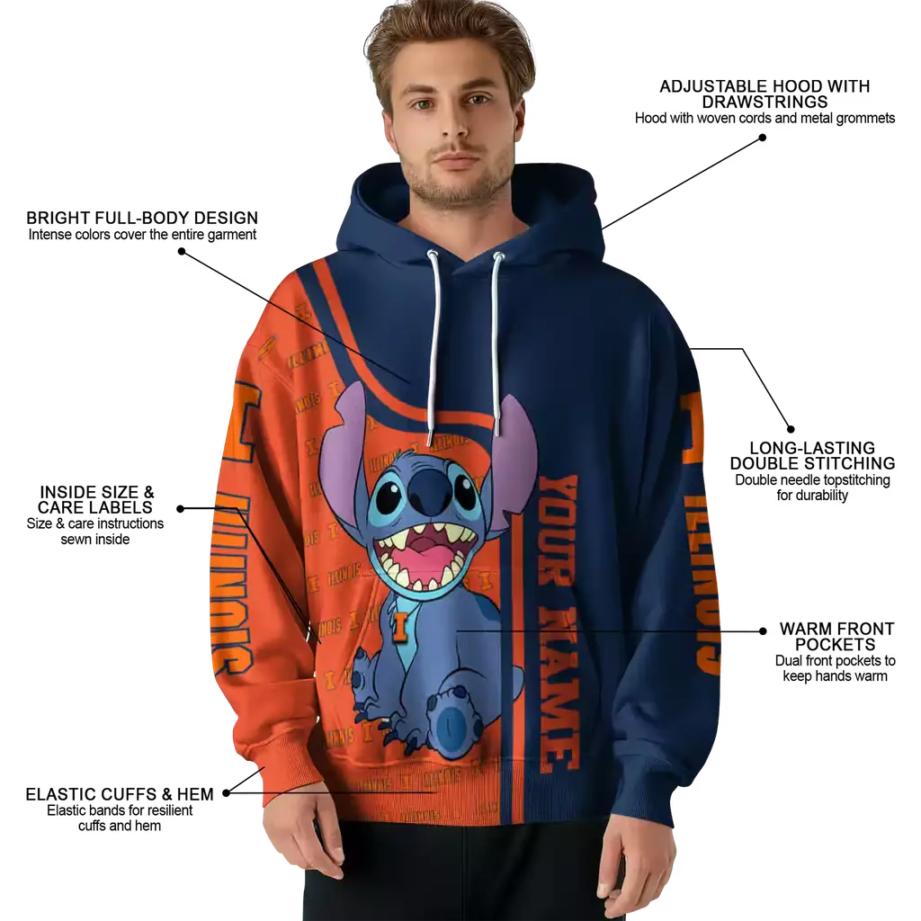 custom illinois fighting illini stitch blue hoodie latest model custom illinois fighting illini stitch blue hoodie latest model