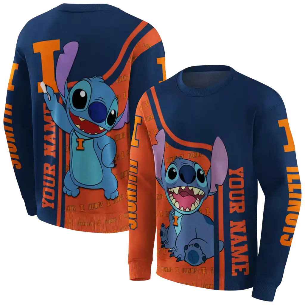 custom illinois fighting illini stitch blue hoodie premium grade custom illinois fighting illini stitch blue hoodie premium grade