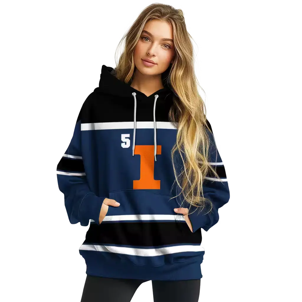 custom illinois fighting illini striped pattern blue hoodie high quality custom illinois fighting illini striped pattern blue hoodie high quality