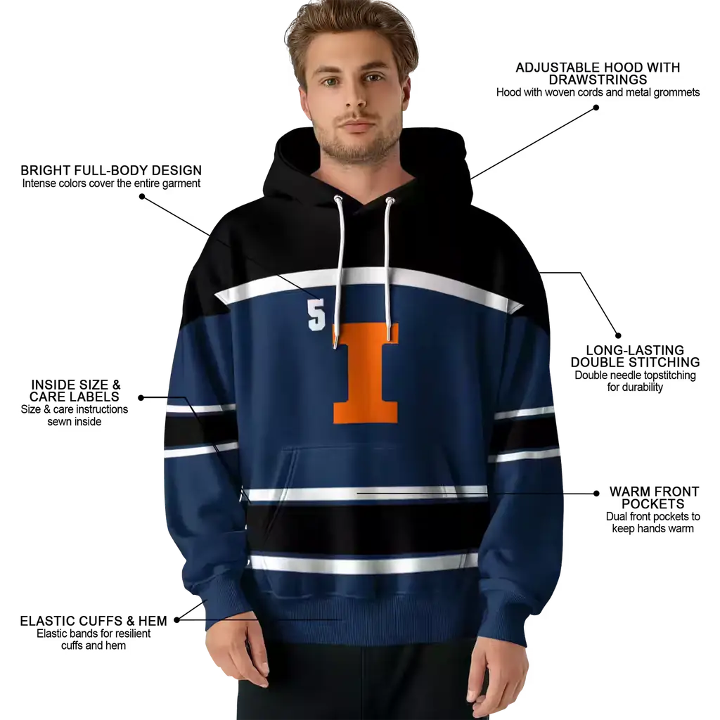 custom illinois fighting illini striped pattern blue hoodie latest model custom illinois fighting illini striped pattern blue hoodie latest model