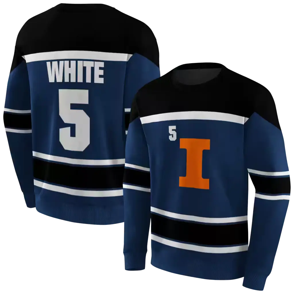 custom illinois fighting illini striped pattern blue hoodie premium grade custom illinois fighting illini striped pattern blue hoodie premium grade