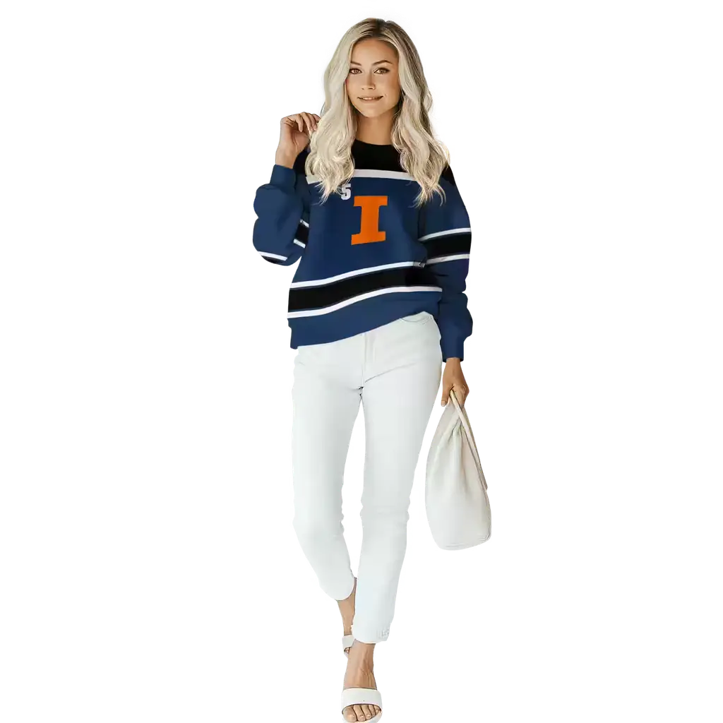 custom illinois fighting illini striped pattern blue hoodie trendy custom illinois fighting illini striped pattern blue hoodie trendy