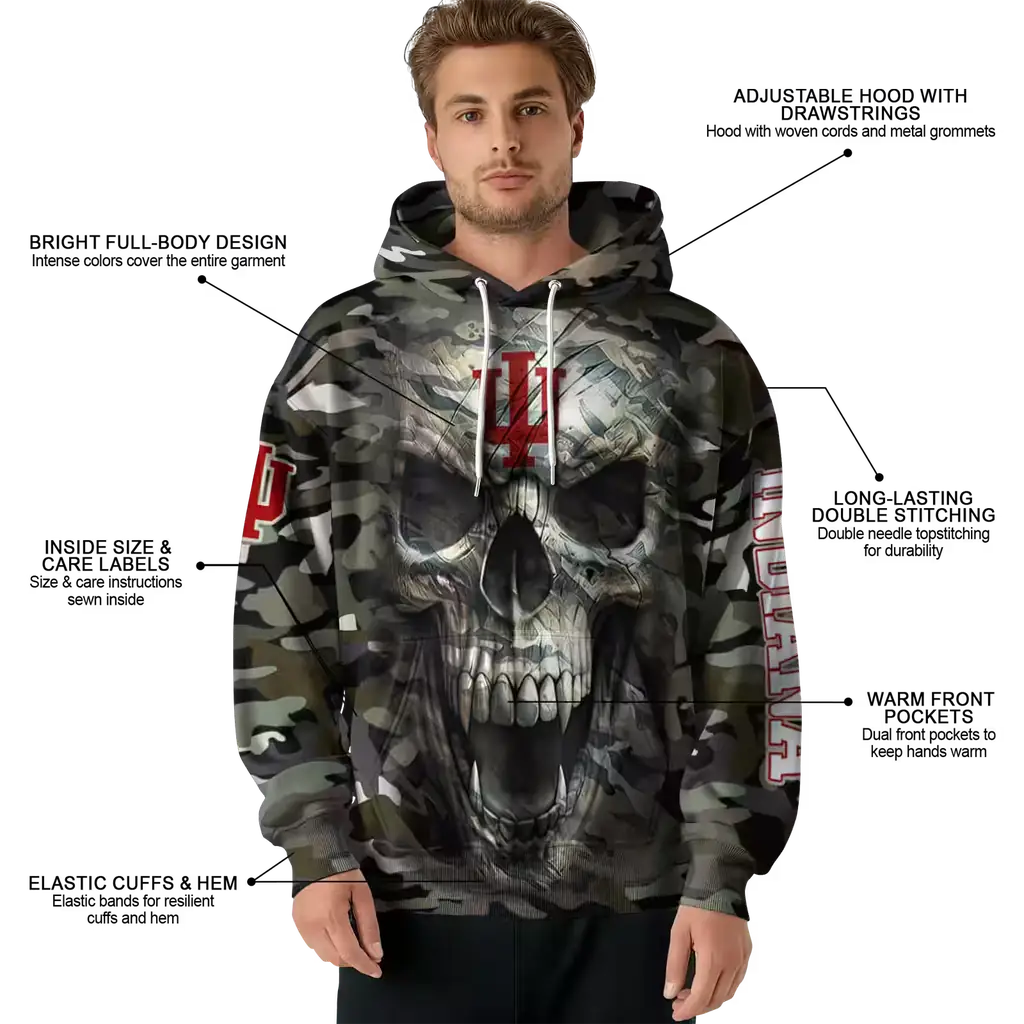 custom indiana hoosiers camo skull hoodie latest model custom indiana hoosiers camo skull hoodie latest model