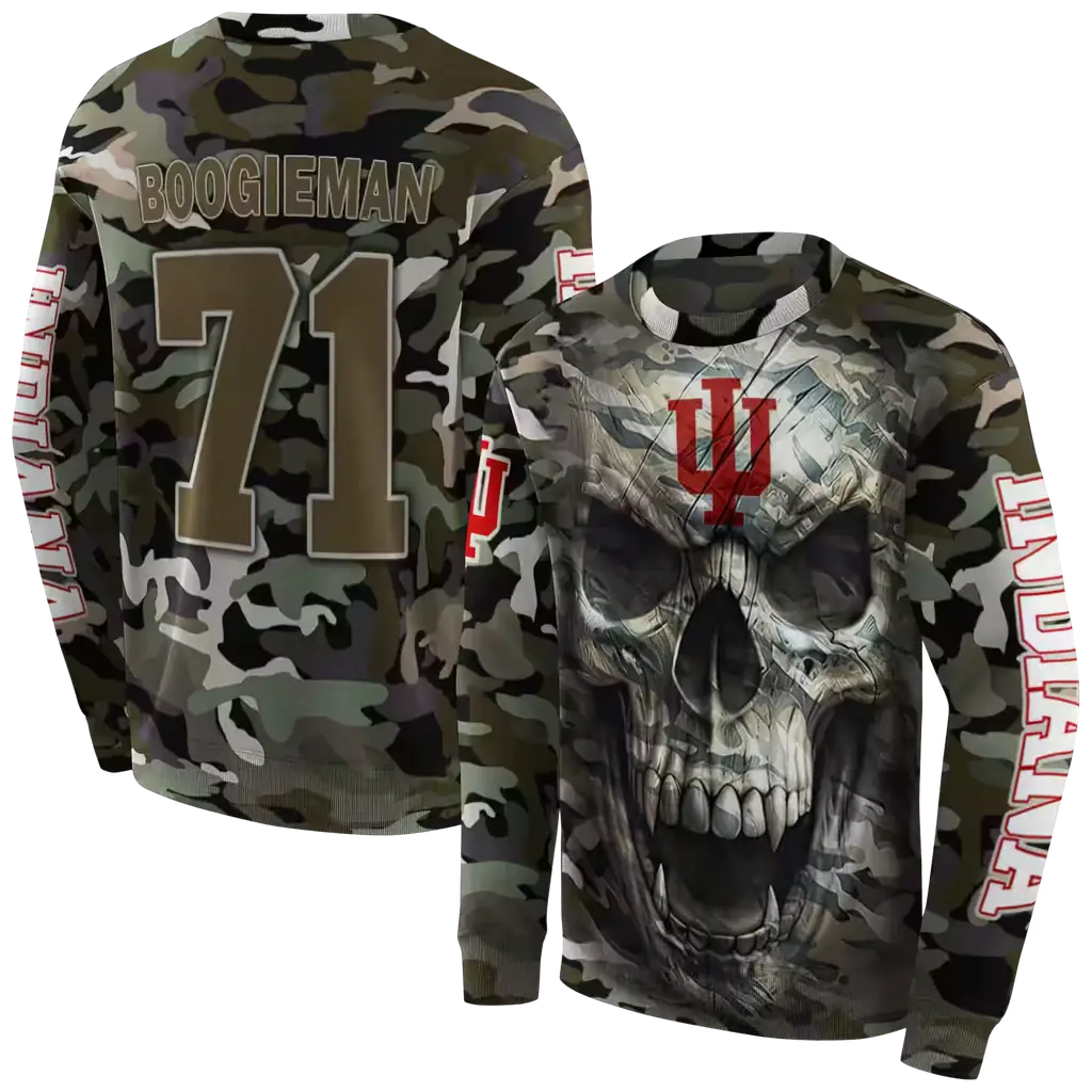 custom indiana hoosiers camo skull hoodie premium grade custom indiana hoosiers camo skull hoodie premium grade