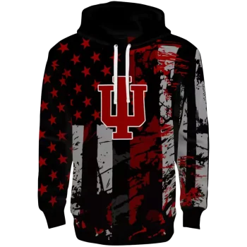 custom indiana hoosiers distressed flag red black hoodie best selling