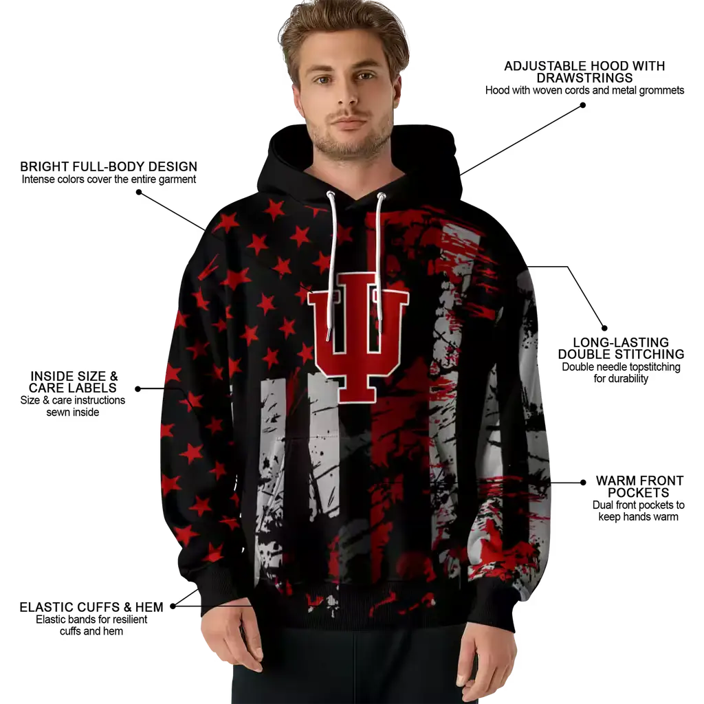 custom indiana hoosiers distressed flag red black hoodie latest model custom indiana hoosiers distressed flag red black hoodie latest model