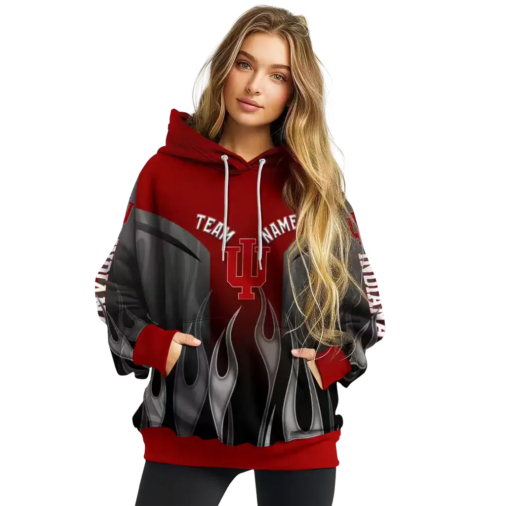 custom indiana hoosiers flame design red hoodie high quality custom indiana hoosiers flame design red hoodie high quality
