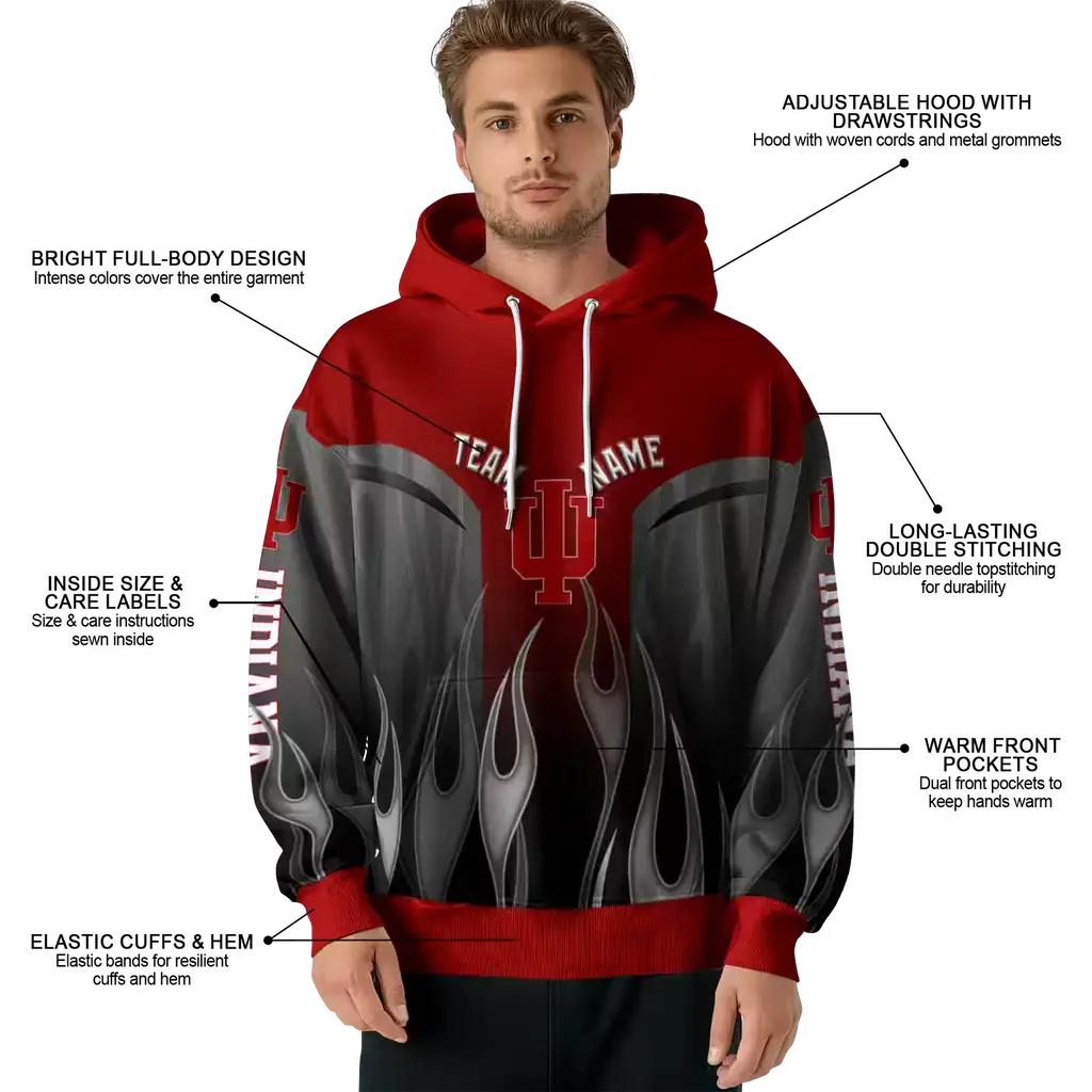 custom indiana hoosiers flame design red hoodie latest model custom indiana hoosiers flame design red hoodie latest model