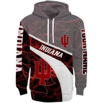 custom indiana hoosiers hexagonal mesh red black gray hoodie best selling