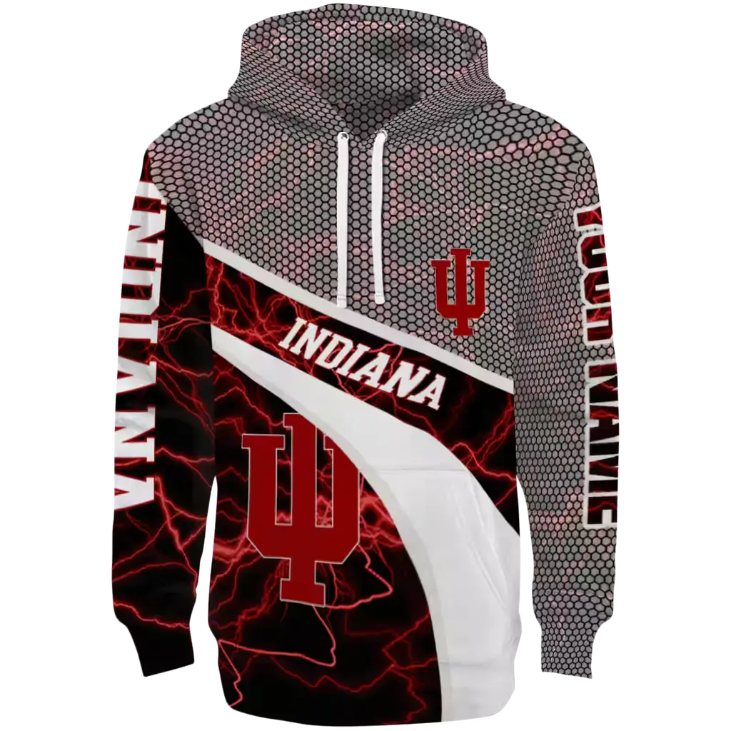 custom indiana hoosiers hexagonal mesh red black gray hoodie best selling custom indiana hoosiers hexagonal mesh red black gray hoodie best selling