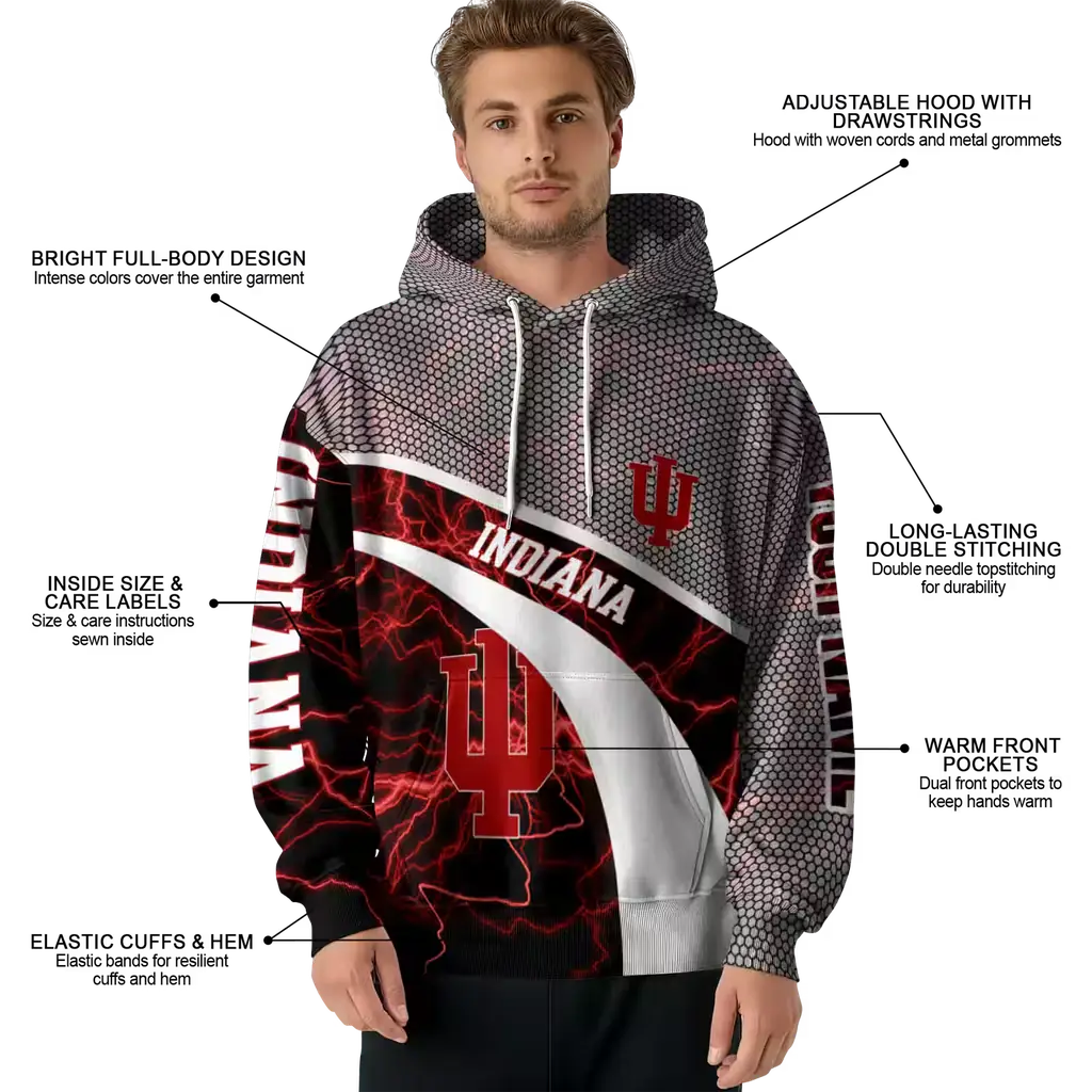 custom indiana hoosiers hexagonal mesh red black gray hoodie latest model custom indiana hoosiers hexagonal mesh red black gray hoodie latest model