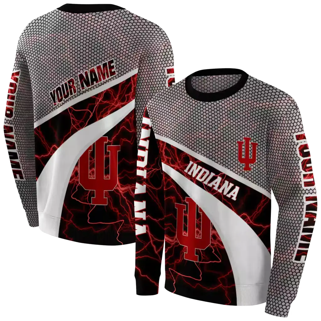 custom indiana hoosiers hexagonal mesh red black gray hoodie premium grade custom indiana hoosiers hexagonal mesh red black gray hoodie premium grade