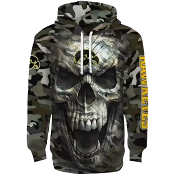 custom iowa hawkeyes camo skull hoodie best selling