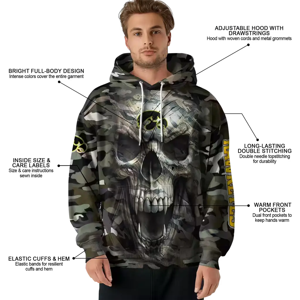 custom iowa hawkeyes camo skull hoodie latest model custom iowa hawkeyes camo skull hoodie latest model