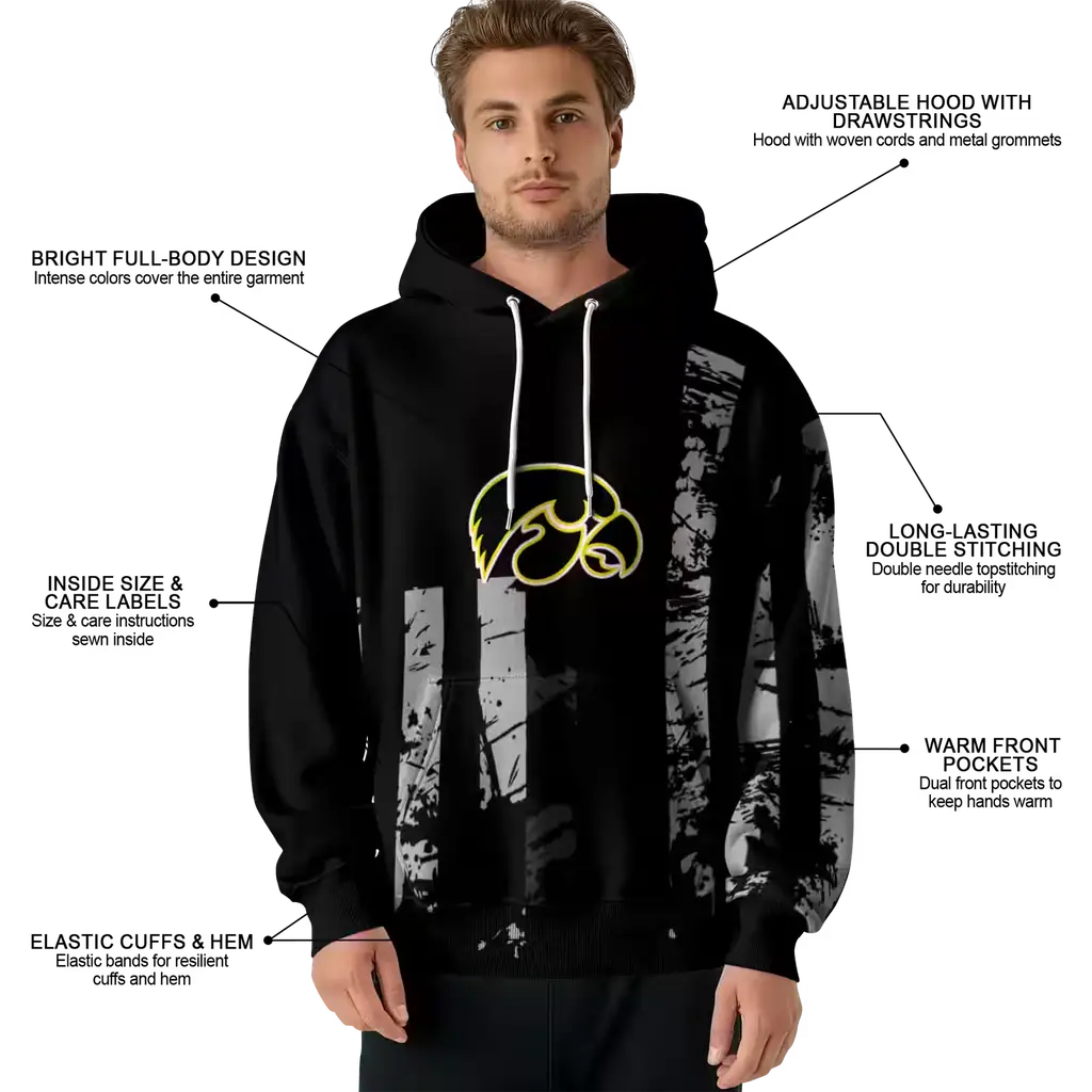 custom iowa hawkeyes distressed flag black hoodie latest model custom iowa hawkeyes distressed flag black hoodie latest model